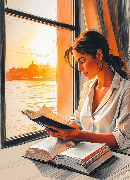 Biblioteca a Siracusa con libri di autori siciliani